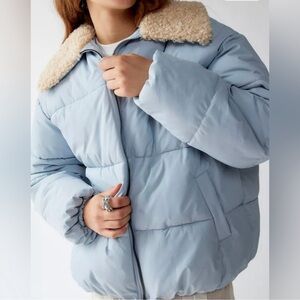 Urban Outfitters Duckie Puffer Jacket Size Medium In Light Blue